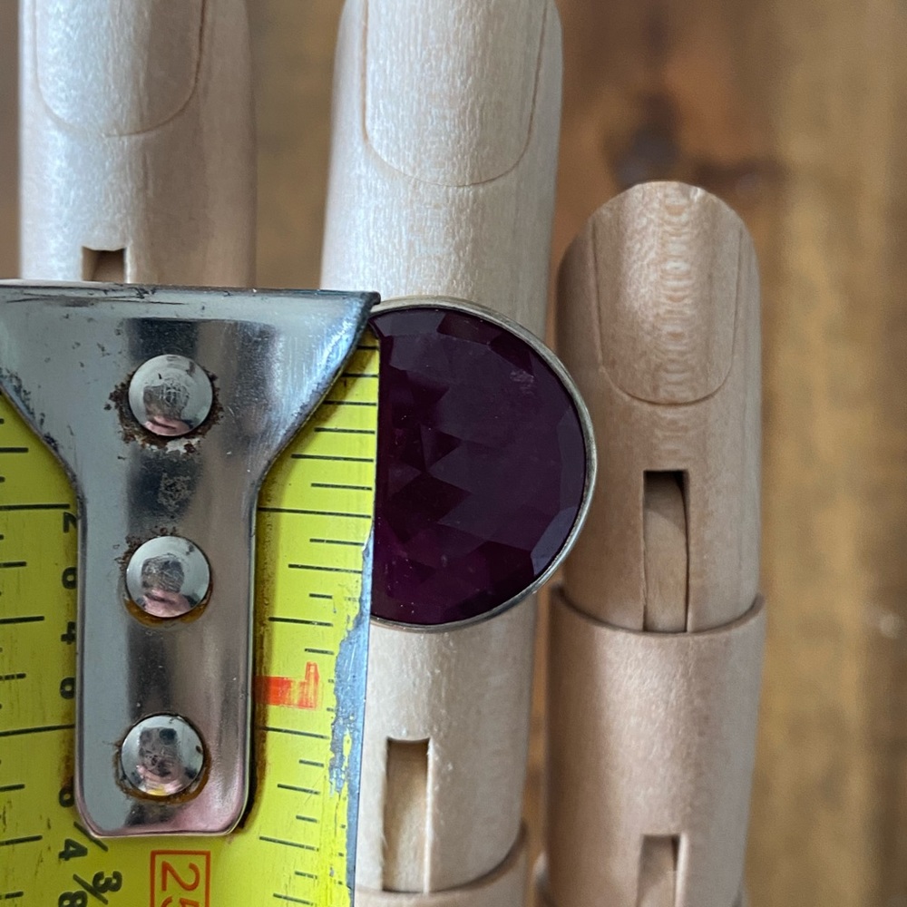 Faceted Round Ruby Sterling Silver Ring - image 5